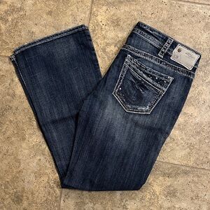 Silver Brand AIKO BOOTCUT Jeans Womens Size 32 Embellished Pockets Distressed